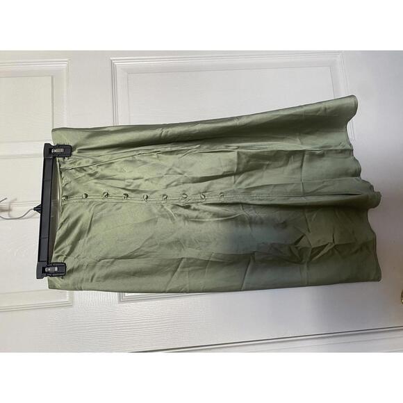 Rock & Roll Denim Green Button-Front Midi Skirt, Size Large - Picture 1 of 3